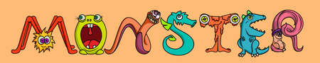 Word Monster stilyzed monster letters. Overlay or t-shirt design