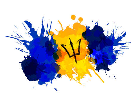 Flag of Barbados made of colorful splashesのイラスト素材