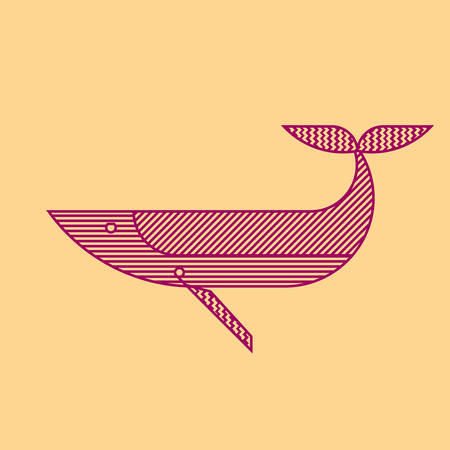 Line art style humpback whale geometric  illustration.のイラスト素材