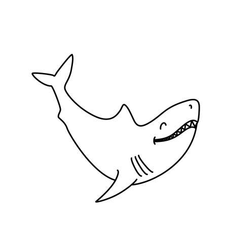 Coloring book: Cute smiling sharkのイラスト素材