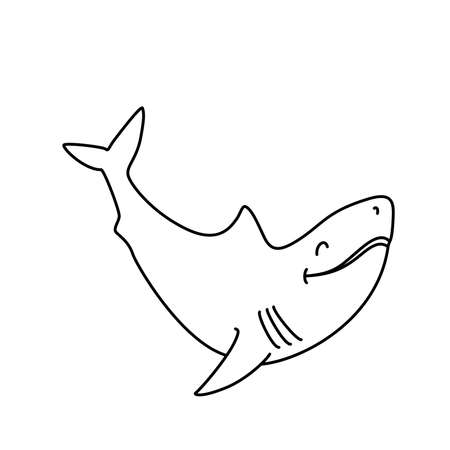 Coloring book: Cute smiling sharkのイラスト素材