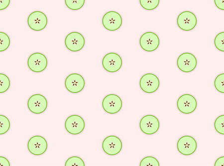 Slices of fresh green apple seamless pattern. Suitable for textile, wrapping, wallpaperのイラスト素材