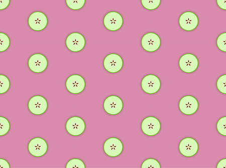 Slices of fresh green apple seamless pattern. Suitable for textile, wrapping, wallpaperのイラスト素材