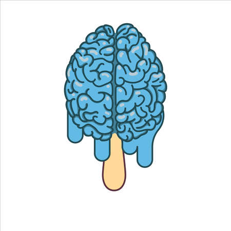Brain icecream. Psychology concept. T-shirt graphic or logo design.のイラスト素材