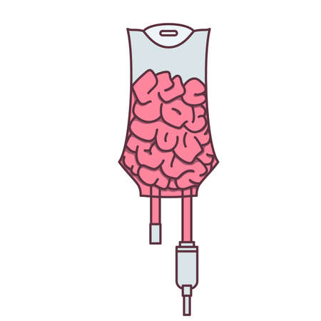 Iv bag with brain. Mind development or education concept.のイラスト素材