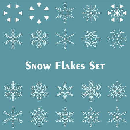 Set of twenty minimal geometric Snow Flakesのイラスト素材