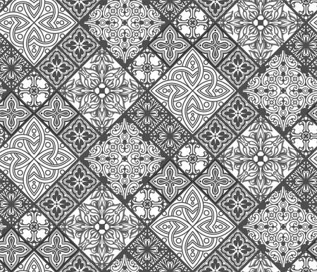 Ceramic tiles seamless monochrome patternのイラスト素材
