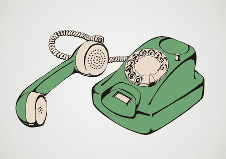 Vintage green telephoneのイラスト素材
