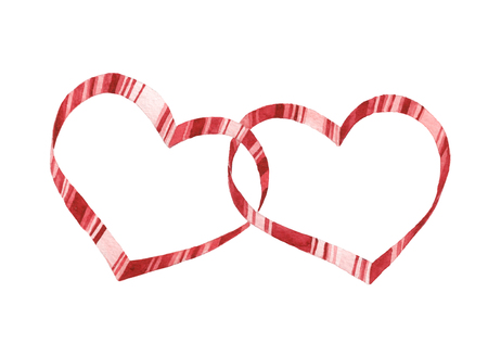 Hand-drawn watercolor painted red hearts,  element for your designの写真素材