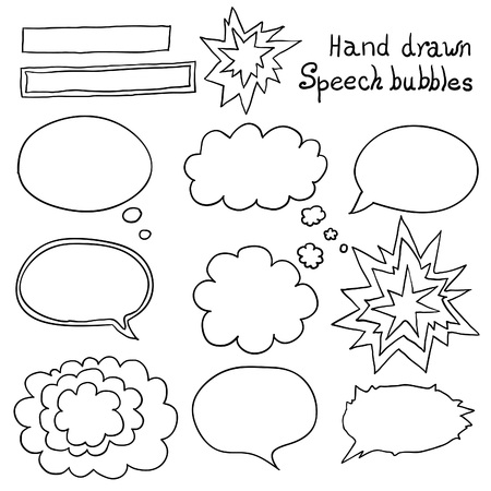 Vector hand drawn speech bubbles set. Design elements.のイラスト素材