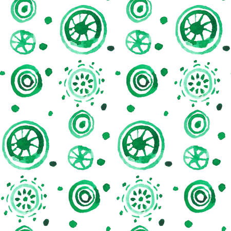 Green watercolor vector seamless patternのイラスト素材