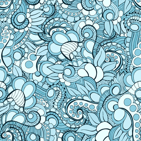 Vector seamless hand drawn natural decorative floral ornamental pattern.  Seamless pattern can be used for wallpaper, pattern fills, web page background,surface and fabric textures.のイラスト素材