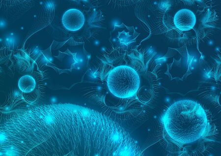 Vector glow blue cosmos abstract background. Space theme for your design