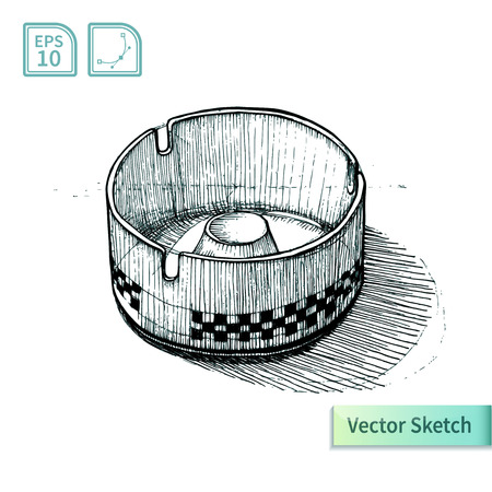 Vector ashtray sketch. Illustration for your designのイラスト素材