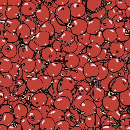 Vector cherry seamless hand drawn patternのイラスト素材