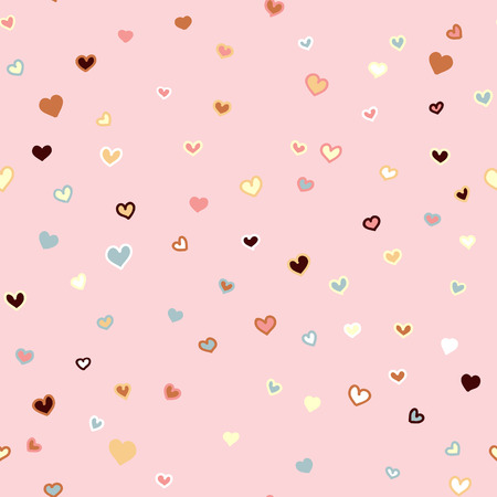 Girly pink seamless vector hand drawn pattern with hearts Valentines day backgroundのイラスト素材