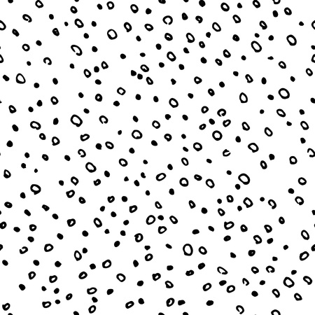 Circles and dots ink hatching. Hand drawn vector seamless pattern.のイラスト素材