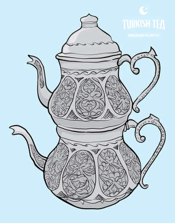 turkish tea hand drawn vectorのイラスト素材