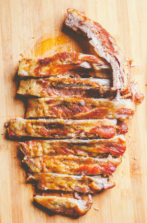 Classic Argentina Asado cut barbecue marinated. Hot barbecue meal. Pulled pork burger. BBQ pork ribs. Pork filletsの写真素材