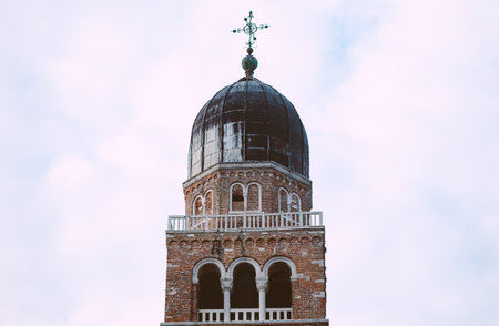 Bell tower of the Basilica di San Marco in Venice, Italyの写真素材