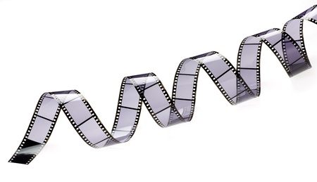 a piece of film rolled on a white backgroundの写真素材