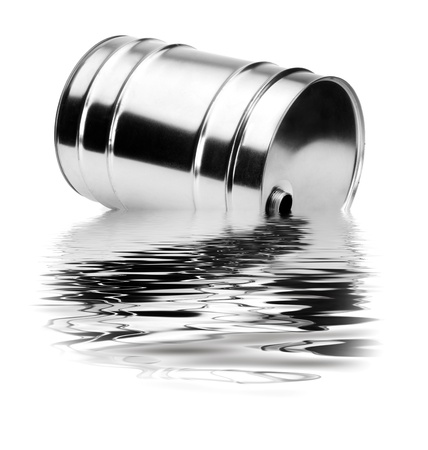 A container that disperses toxic waste in waterの写真素材