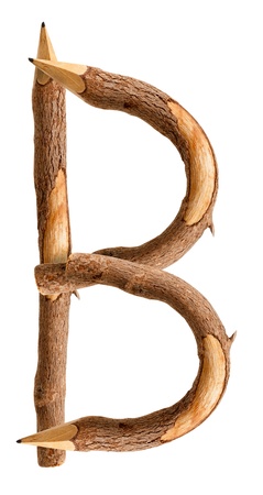 Font of wooden pencils on white backgroundの写真素材