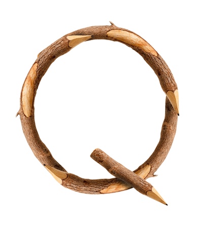 Font of wooden pencils on white backgroundの写真素材