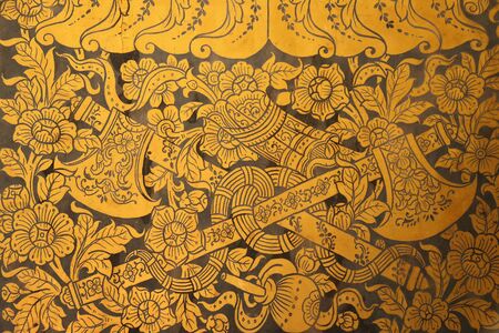 painting on wall paper in wat pho temple Thailand