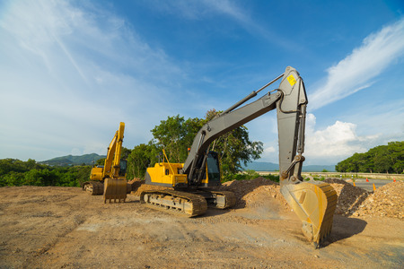 Yellow backhoe machinery