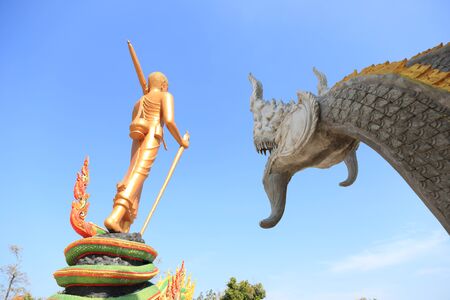 Beautiful buddhist temple and buddha statue in Thailandの写真素材