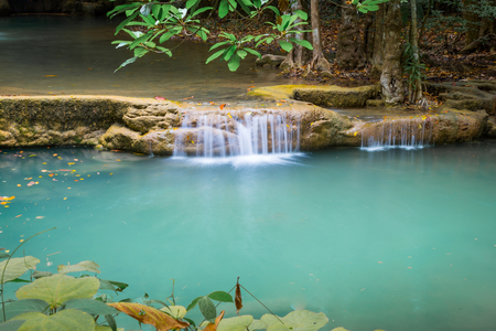 Beautiful waterfall in Kanchanaburi Thailand.の写真素材