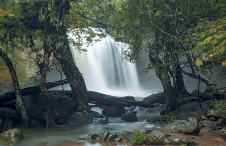 Beautiful waterfall in KhaoYai national park of Thailand. Name of this waterfall is Hewsuwatの写真素材