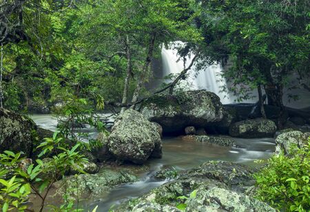 Beautiful waterfall in KhaoYai national park of Thailand. Name of this waterfall is Hewsuwat