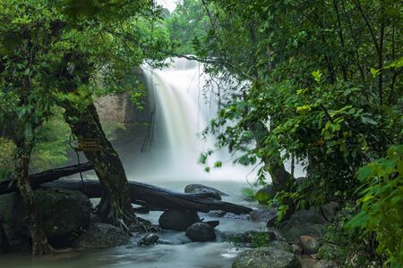 Beautiful waterfall in KhaoYai national park of Thailand. Name of this waterfall is Hewsuwatの写真素材