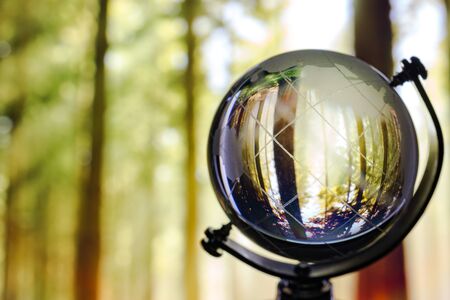 Transparent global reflection critical pollution inside with blur backgroundの写真素材