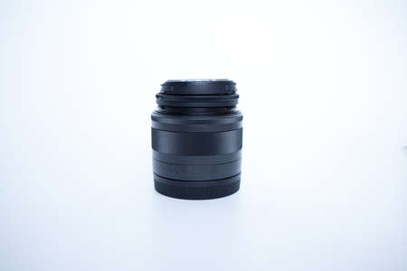 digital camera lens with white background