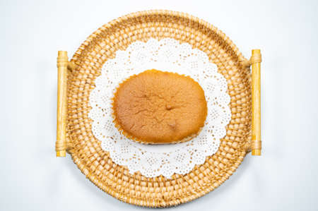 sponge cake on white background