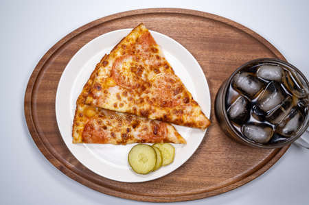 Thinly sliced pepperoni is a popular pizzaの写真素材