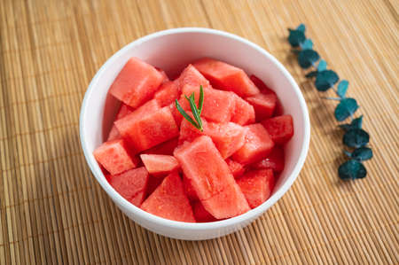 Red watermelon, watermelon slice, fresh fruitの写真素材
