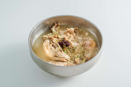 whole chicken soup, Korean food 'dak baeksuk'の写真素材