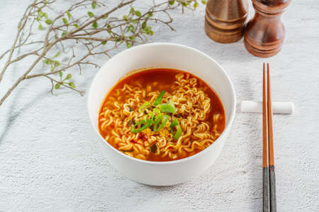 Korean instant noodles with spring onions