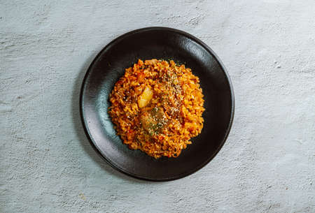 Korean fried rice with aged kimchi, 'mugeunji bokkeumbap'の写真素材