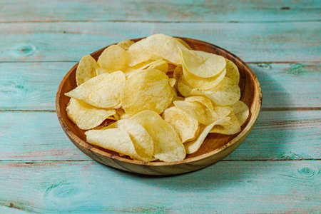 Potato Chips Snacks Served on Wood Plates