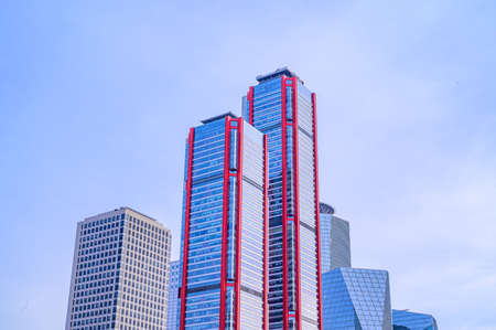 Skyscrapers in Yeouido, the financial business district of Seoul, South Korea taken during the daytimeの写真素材