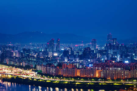Night view of Seoul city taken at nightのeditorial素材