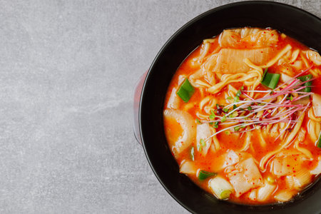 eolkeunkalguksu, Korean Spicy Noodle Soup : A spicy noodle dish made by boiling knife-cut noodles in...