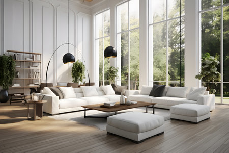 interior design of large luxury modern bright interiors living roomの素材