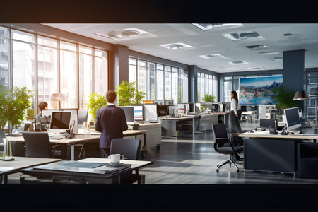 interior design of simple and modern Working businessman in officeの素材
