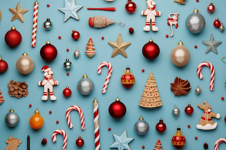 collection of christmas objects viewed from aboveの素材